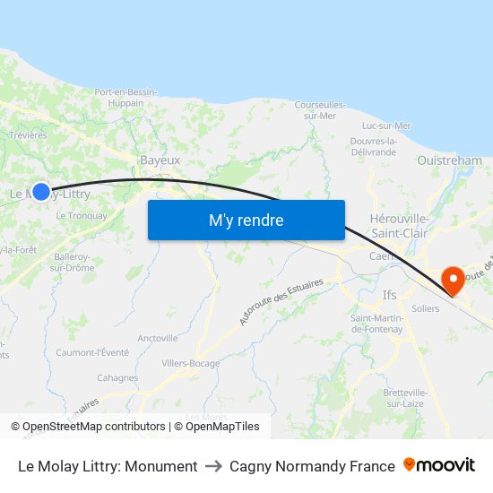 Le Molay Littry: Monument to Cagny Normandy France map