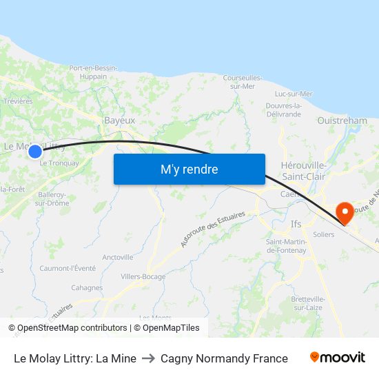 Le Molay Littry: La Mine to Cagny Normandy France map