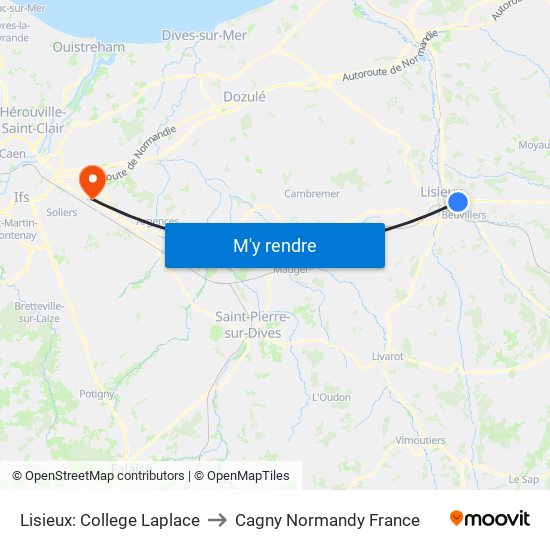 Lisieux: College Laplace to Cagny Normandy France map