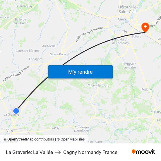 La Graverie: La Vallée to Cagny Normandy France map