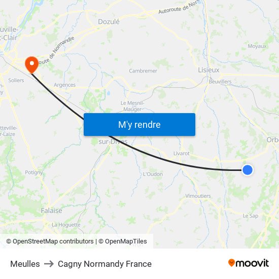 Meulles to Cagny Normandy France map