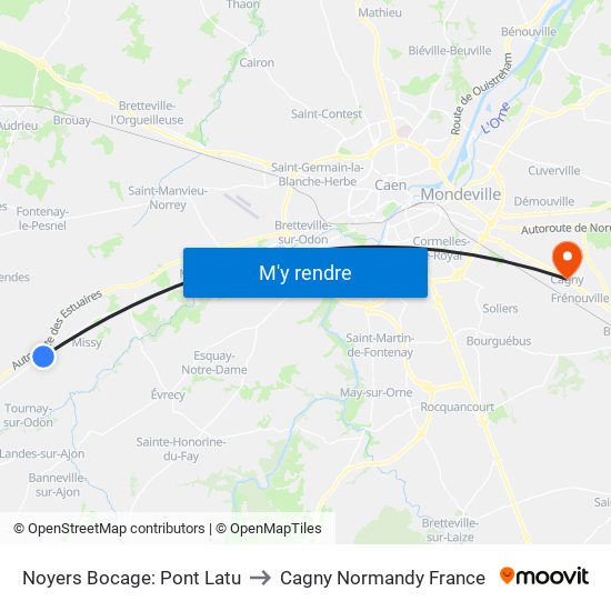 Noyers Bocage: Pont Latu to Cagny Normandy France map