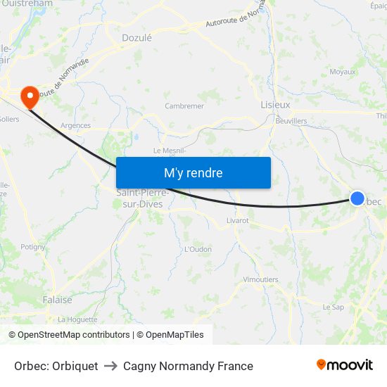 Orbec: Orbiquet to Cagny Normandy France map