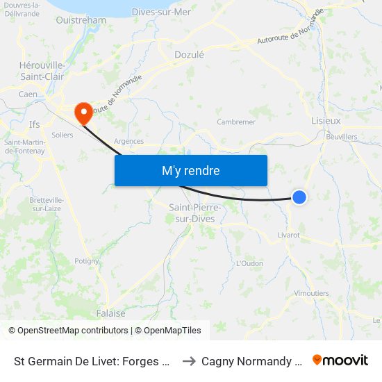 St Germain De Livet: Forges Maizières to Cagny Normandy France map