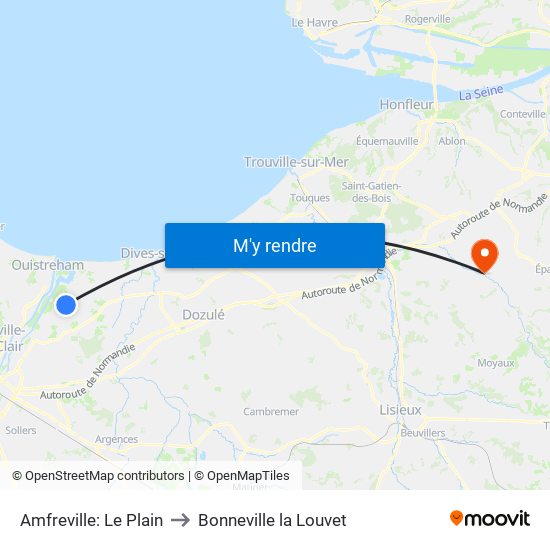 Amfreville: Le Plain to Bonneville la Louvet map