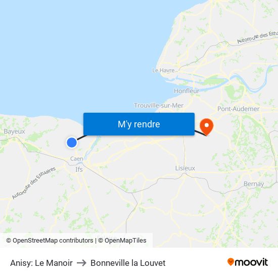 Anisy: Le Manoir to Bonneville la Louvet map