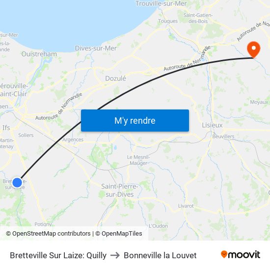 Bretteville Sur Laize: Quilly to Bonneville la Louvet map