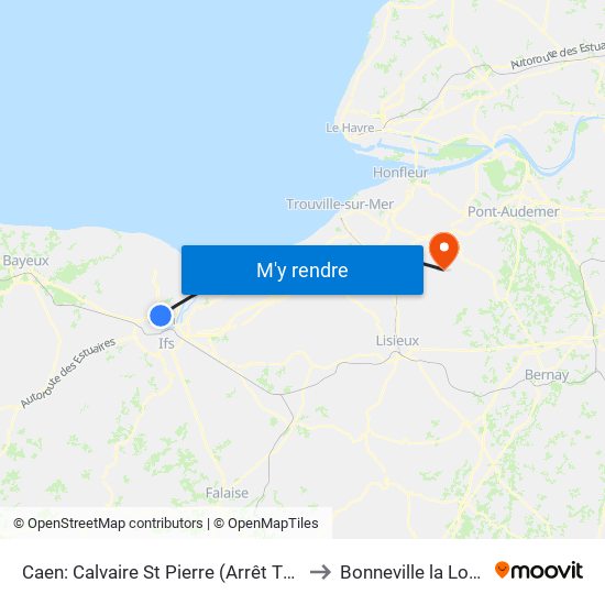 Caen: Calvaire St Pierre (Arrêt Twisto) to Bonneville la Louvet map