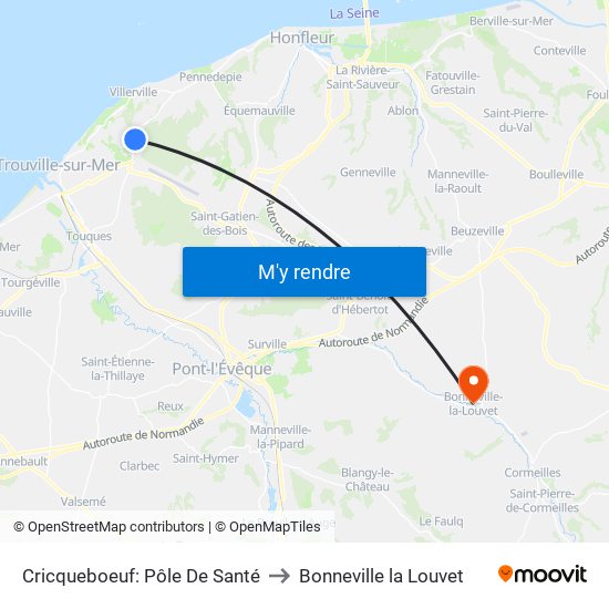 Cricqueboeuf: Pôle De Santé to Bonneville la Louvet map