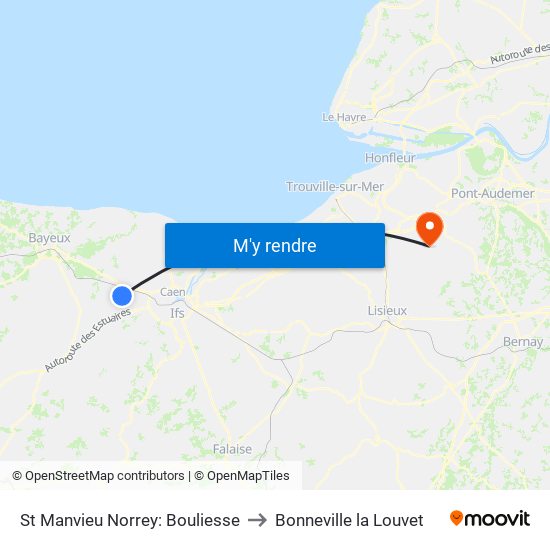 St Manvieu Norrey: Bouliesse to Bonneville la Louvet map