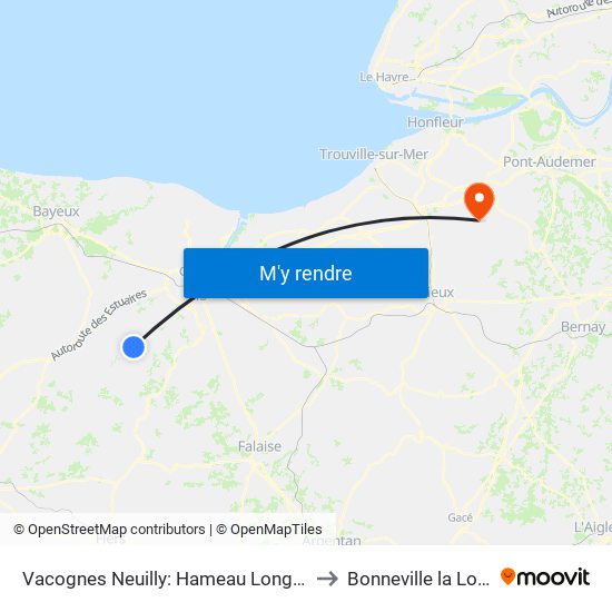 Vacognes Neuilly: Hameau Longchamp to Bonneville la Louvet map