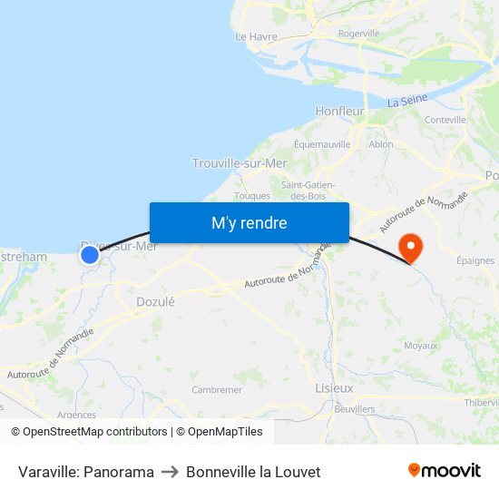 Varaville: Panorama to Bonneville la Louvet map