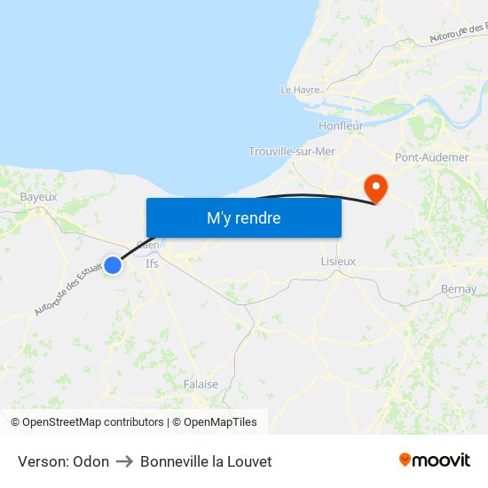 Verson: Odon to Bonneville la Louvet map