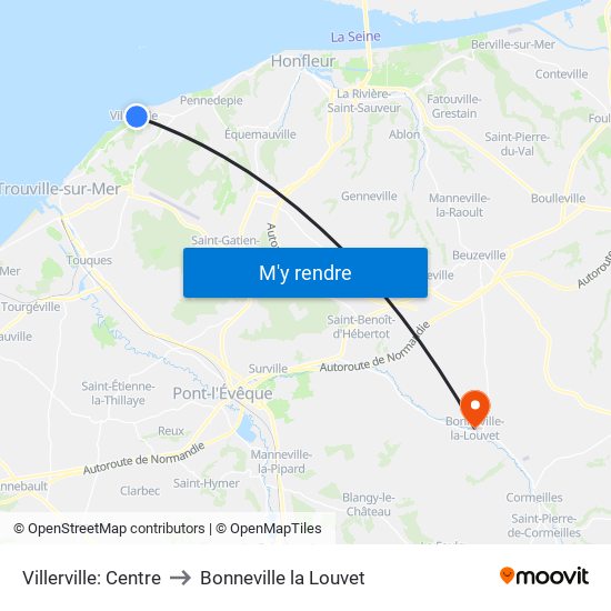 Villerville: Centre to Bonneville la Louvet map