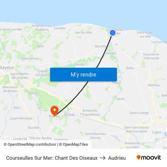 Courseulles Sur Mer: Chant Des Oiseaux to Audrieu map