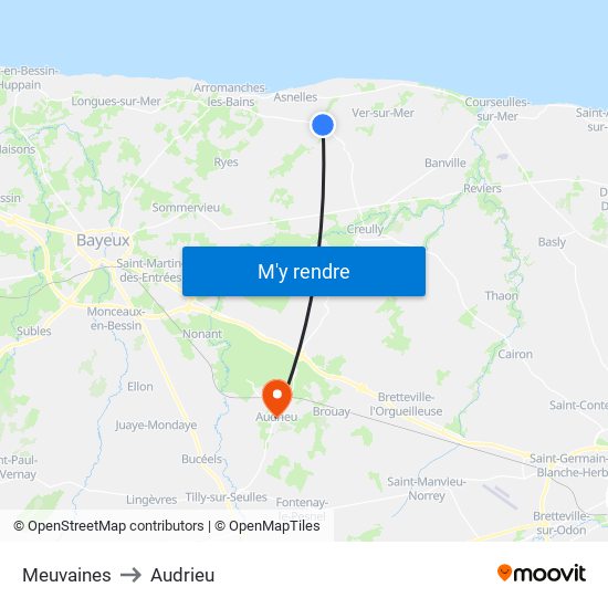 Meuvaines to Audrieu map