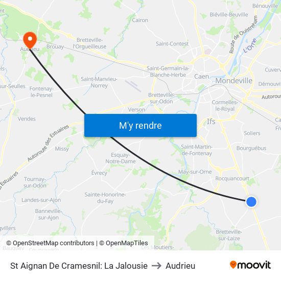 St Aignan De Cramesnil: La Jalousie to Audrieu map