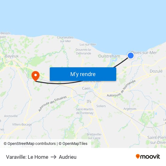 Varaville: Le Home to Audrieu map