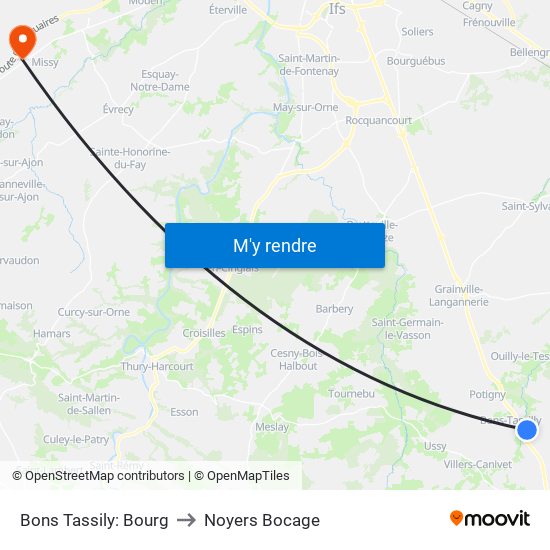 Bons Tassily: Bourg to Noyers Bocage map