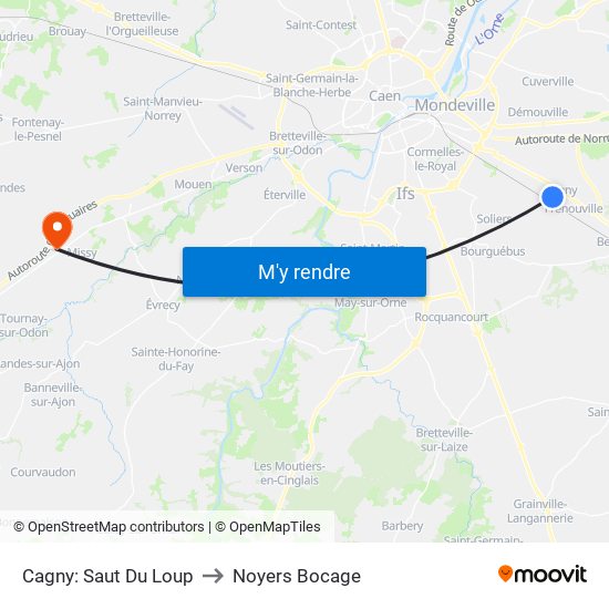 Cagny: Saut Du Loup to Noyers Bocage map