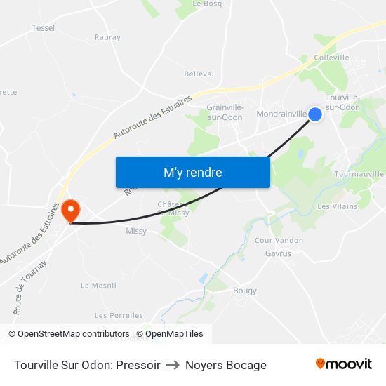 Tourville Sur Odon: Pressoir to Noyers Bocage map