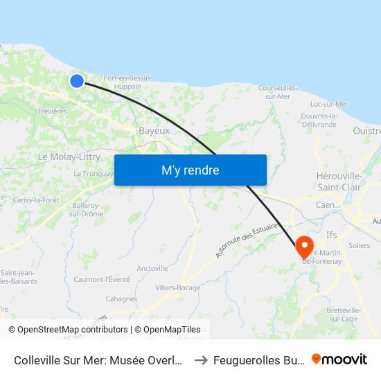 Colleville Sur Mer: Musée Overlord to Feuguerolles Bully map