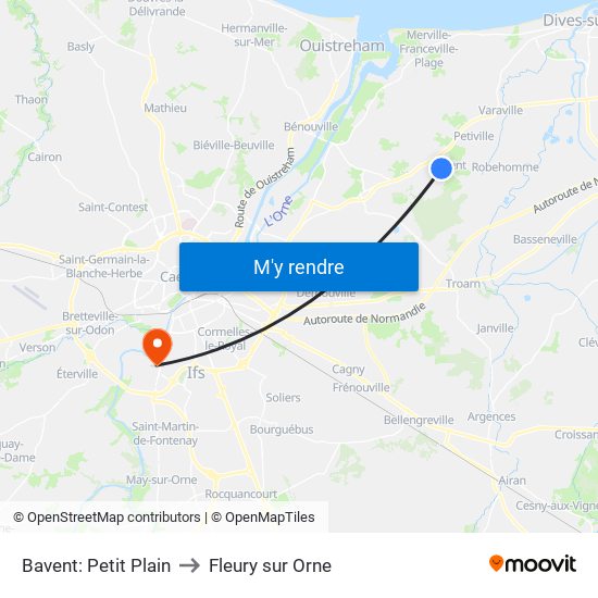 Bavent: Petit Plain to Fleury sur Orne map