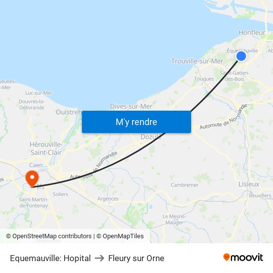 Equemauville: Hopital to Fleury sur Orne map