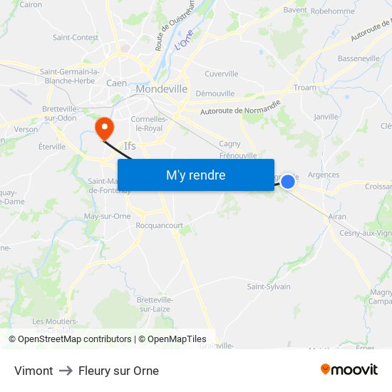 Vimont to Fleury sur Orne map