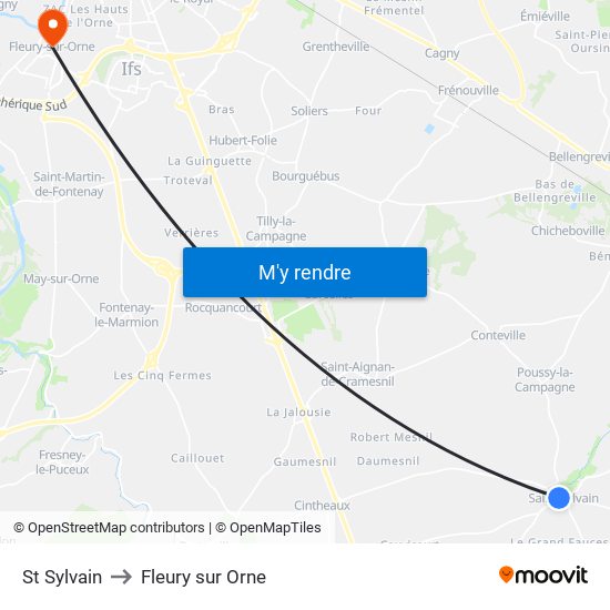 St Sylvain to Fleury sur Orne map