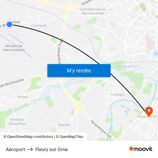 Aéroport to Fleury sur Orne map