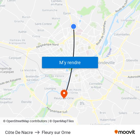 Côte De Nacre to Fleury sur Orne map