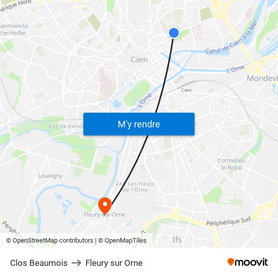 Clos Beaumois to Fleury sur Orne map