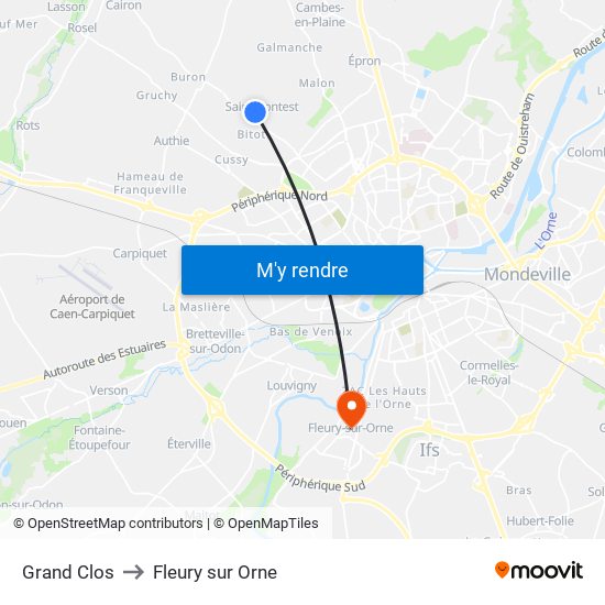 Grand Clos to Fleury sur Orne map