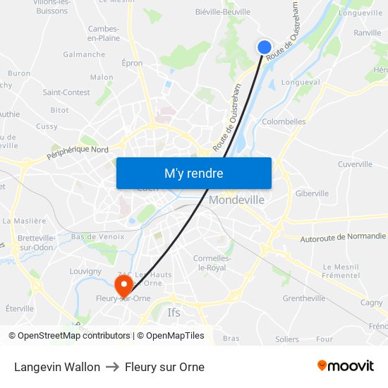 Langevin Wallon to Fleury sur Orne map