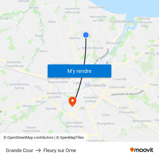 Grande Cour to Fleury sur Orne map