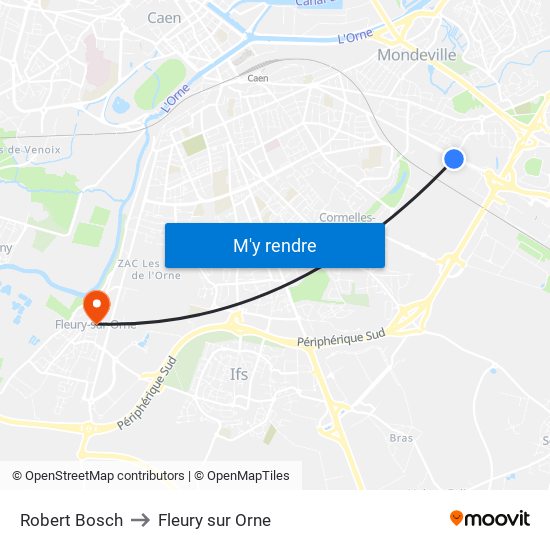 Robert Bosch to Fleury sur Orne map