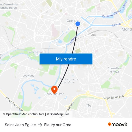 Saint-Jean Eglise to Fleury sur Orne map