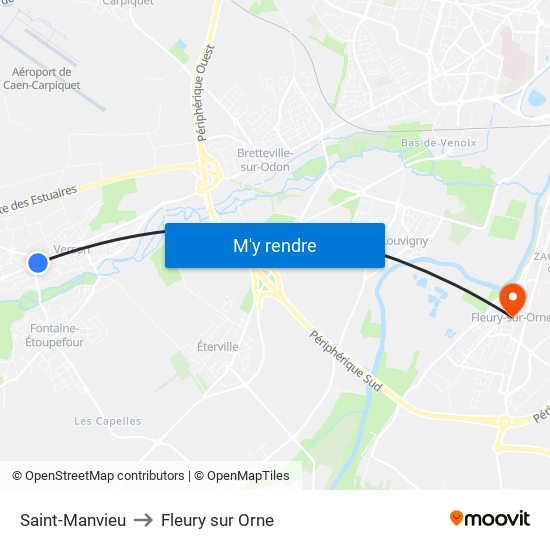 Saint-Manvieu to Fleury sur Orne map