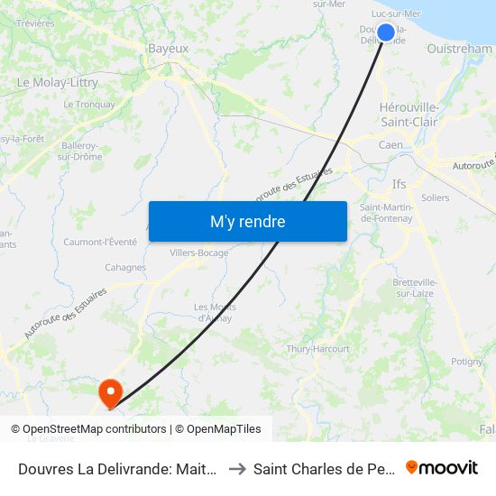 Douvres La Delivrande: Maitrise to Saint Charles de Percy map