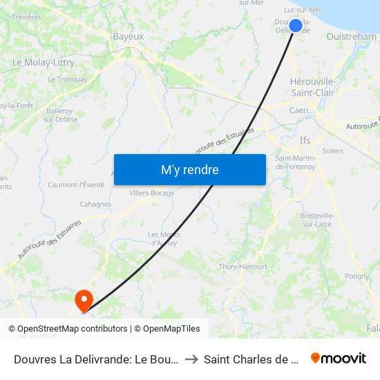 Douvres La Delivrande: Le Bout Varin to Saint Charles de Percy map