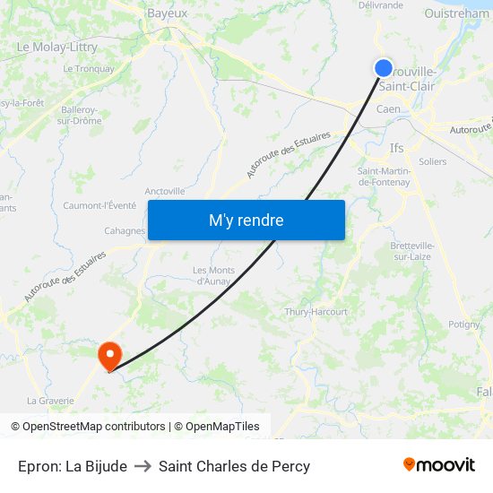 Epron: La Bijude to Saint Charles de Percy map