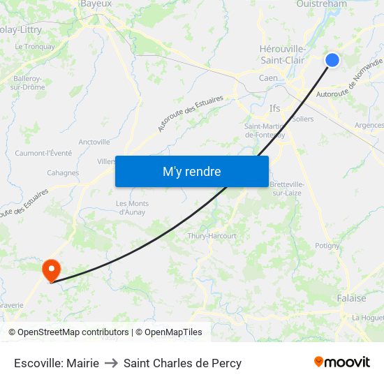 Escoville: Mairie to Saint Charles de Percy map