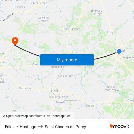 Falaise: Hastings to Saint Charles de Percy map