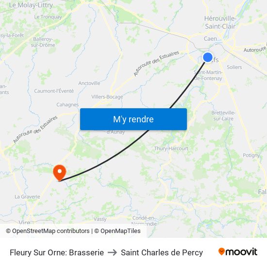 Fleury Sur Orne: Brasserie to Saint Charles de Percy map
