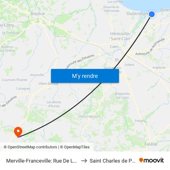 Merville-Franceville: Rue De La Mer to Saint Charles de Percy map