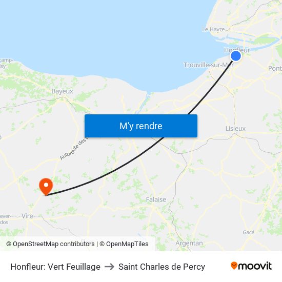 Honfleur: Vert Feuillage to Saint Charles de Percy map