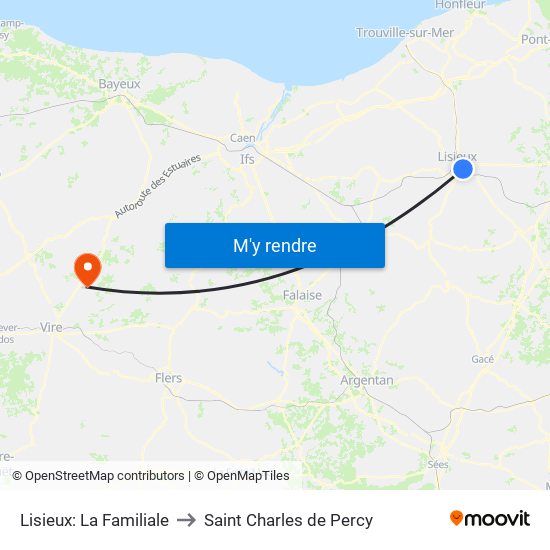 Lisieux: La Familiale to Saint Charles de Percy map