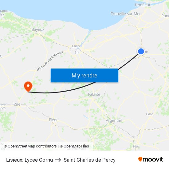 Lisieux: Lycee Cornu to Saint Charles de Percy map