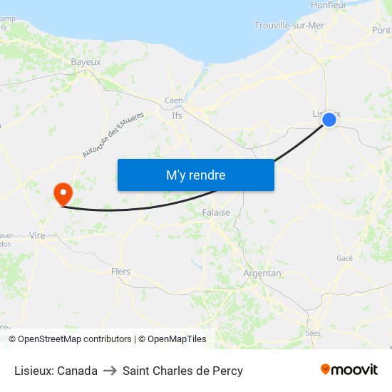 Lisieux: Canada to Saint Charles de Percy map